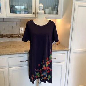 UMGEE Blue Embroidered T-shirt Dress Size Medium